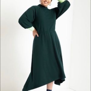 Mock neck dress with contrast cuff